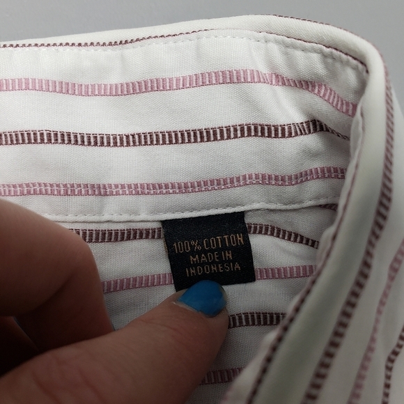 mens bcbgmaxazria pink and white striped button down shirt size XL - Picture 6 of 9